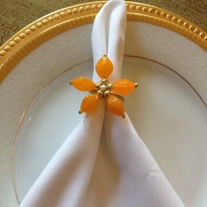New set of 10 handmade beaded floral design napkin holders napkin rings
